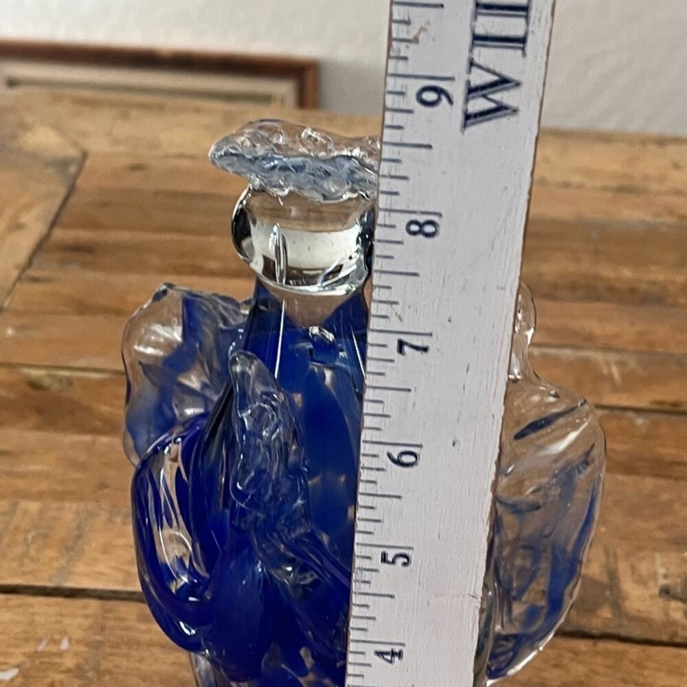 Hand-Blown Art Glass Blue Angel Sculpture 8" Decor Handcrafted - Picture 5 of 8